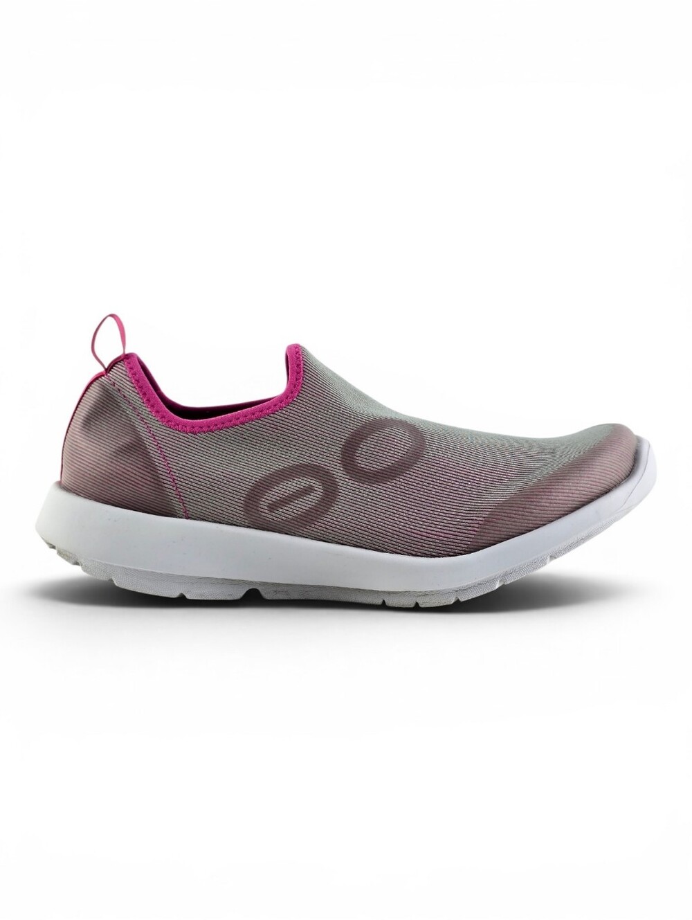 Oofos Women White Fuchsia OOmg Sport Recovery Slip On Shoes 9